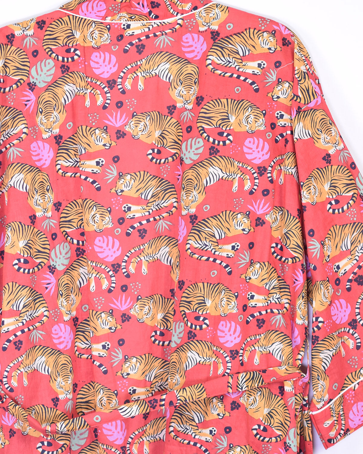 Lightweight Cotton Robe / Kimono - Sleeping Tigers Red image 4