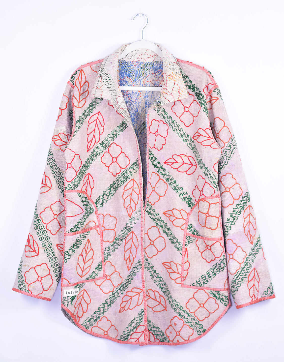 Frankie Long Quilted Reversible Patchwork Kantha Jacket -12 image 0