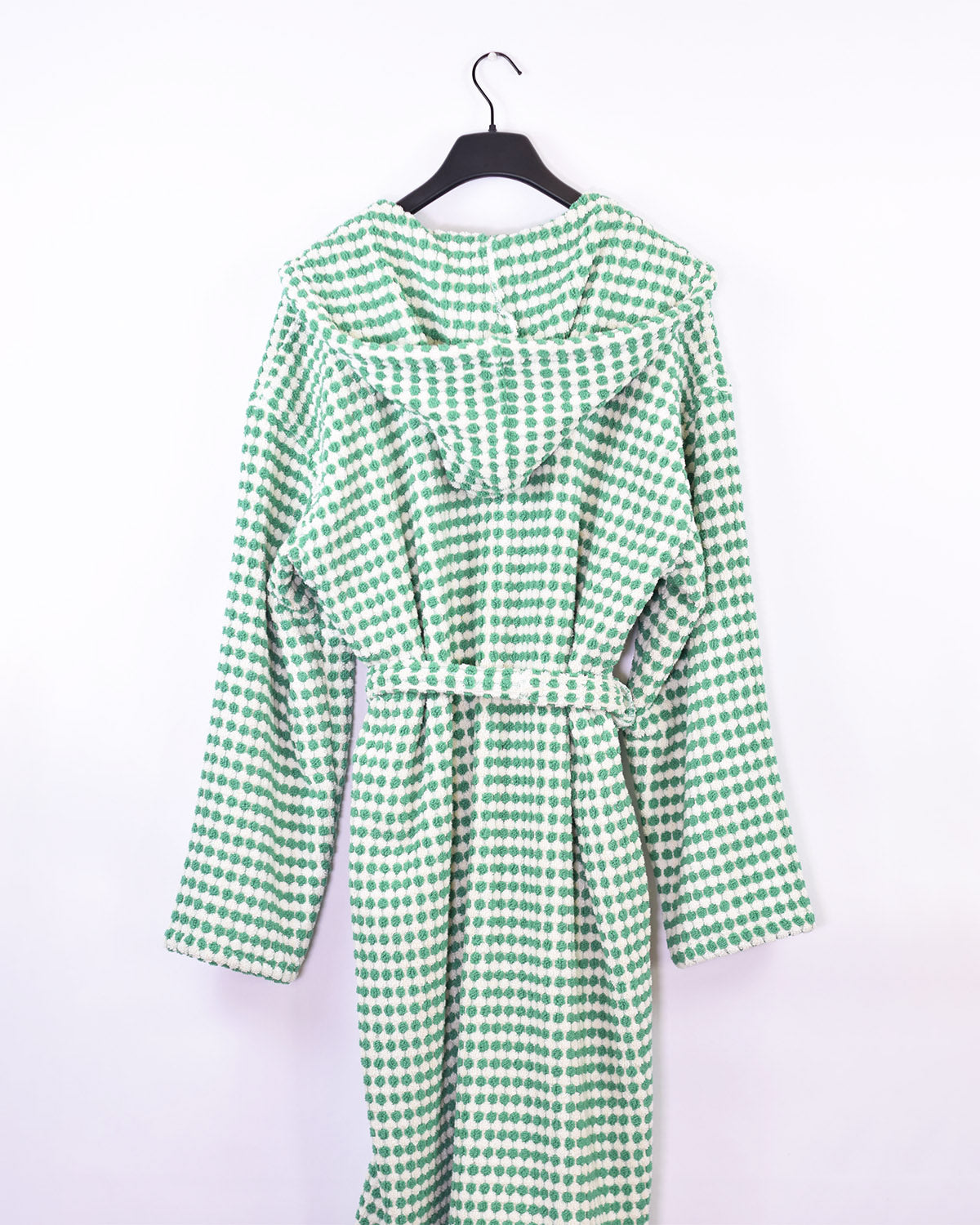 Organic Turkish Cotton Plush Terry Cloth Robe - Green Checkered image 4