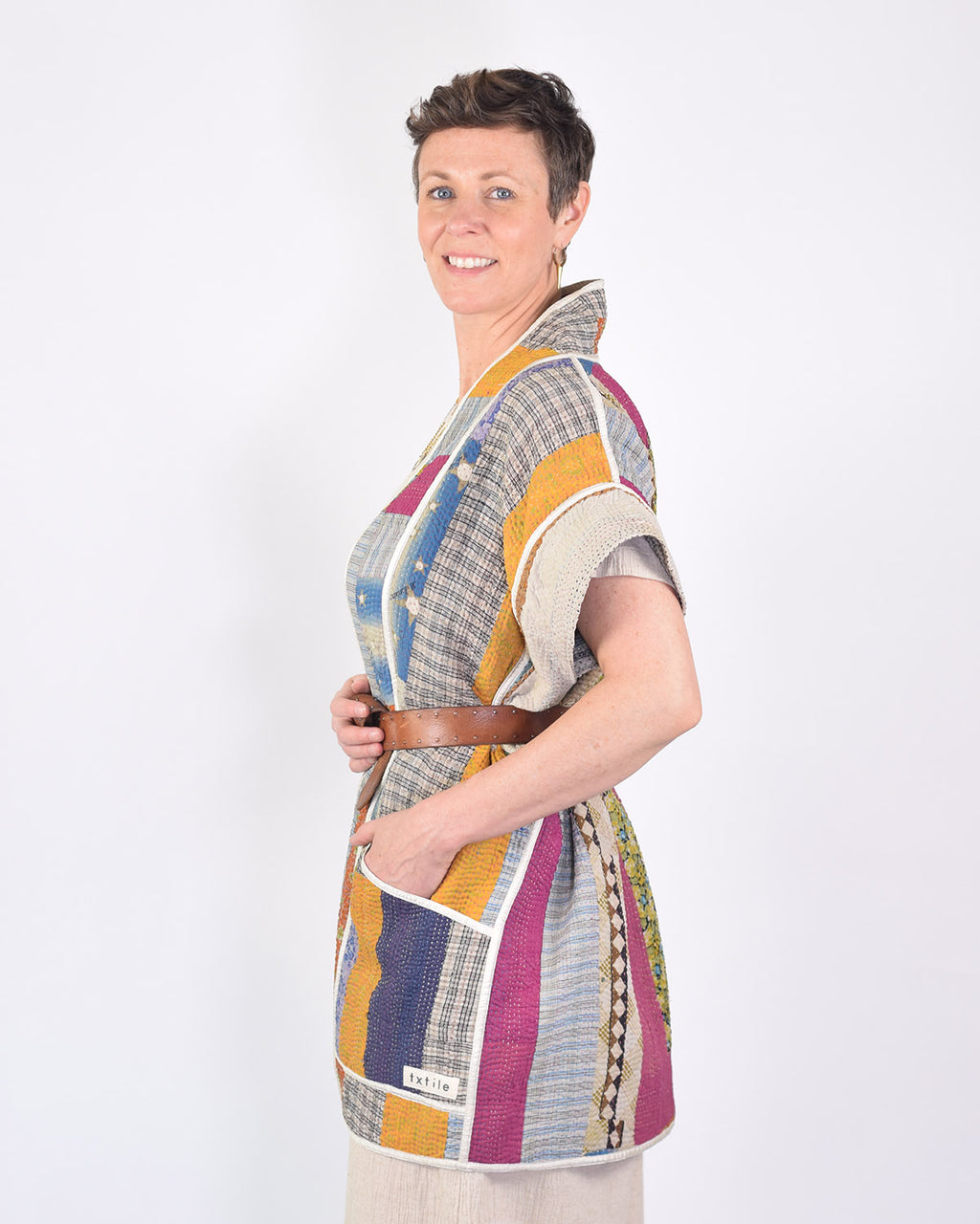 Maddie Cape - Reversible Jacket/Vest - Repurposed Kantha Quilts -01 image 1
