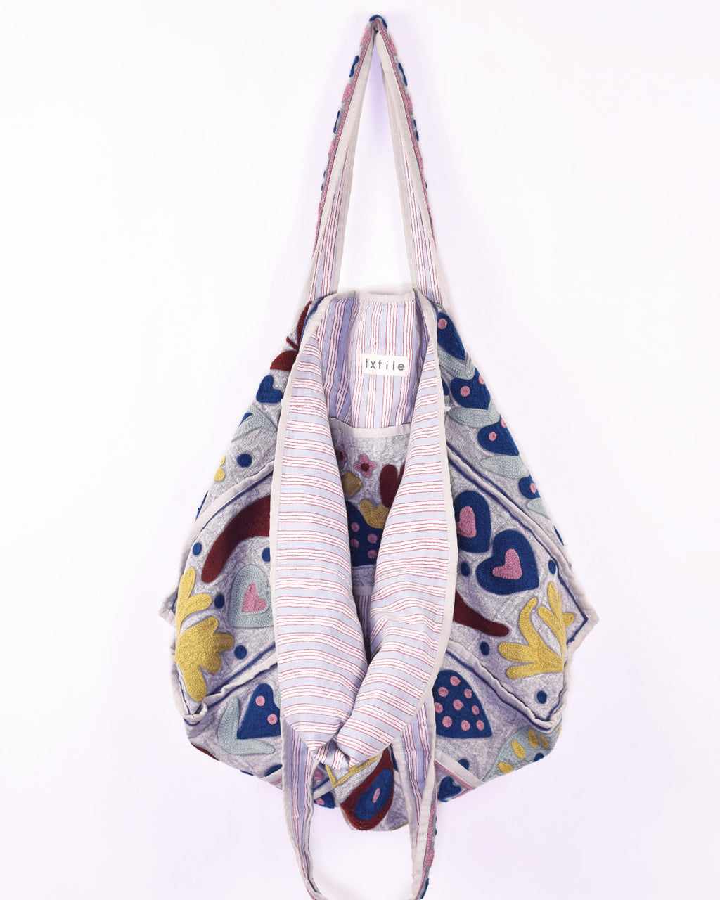 Canvas Suzani Embroidered Oversized Tote Bag - 03 image 3
