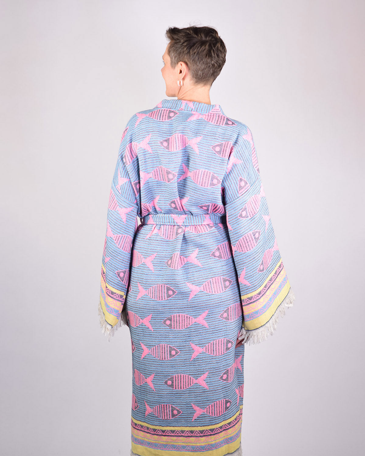 Luxury Turkish Cotton Kimono/Robe - Pretty Fish image 4