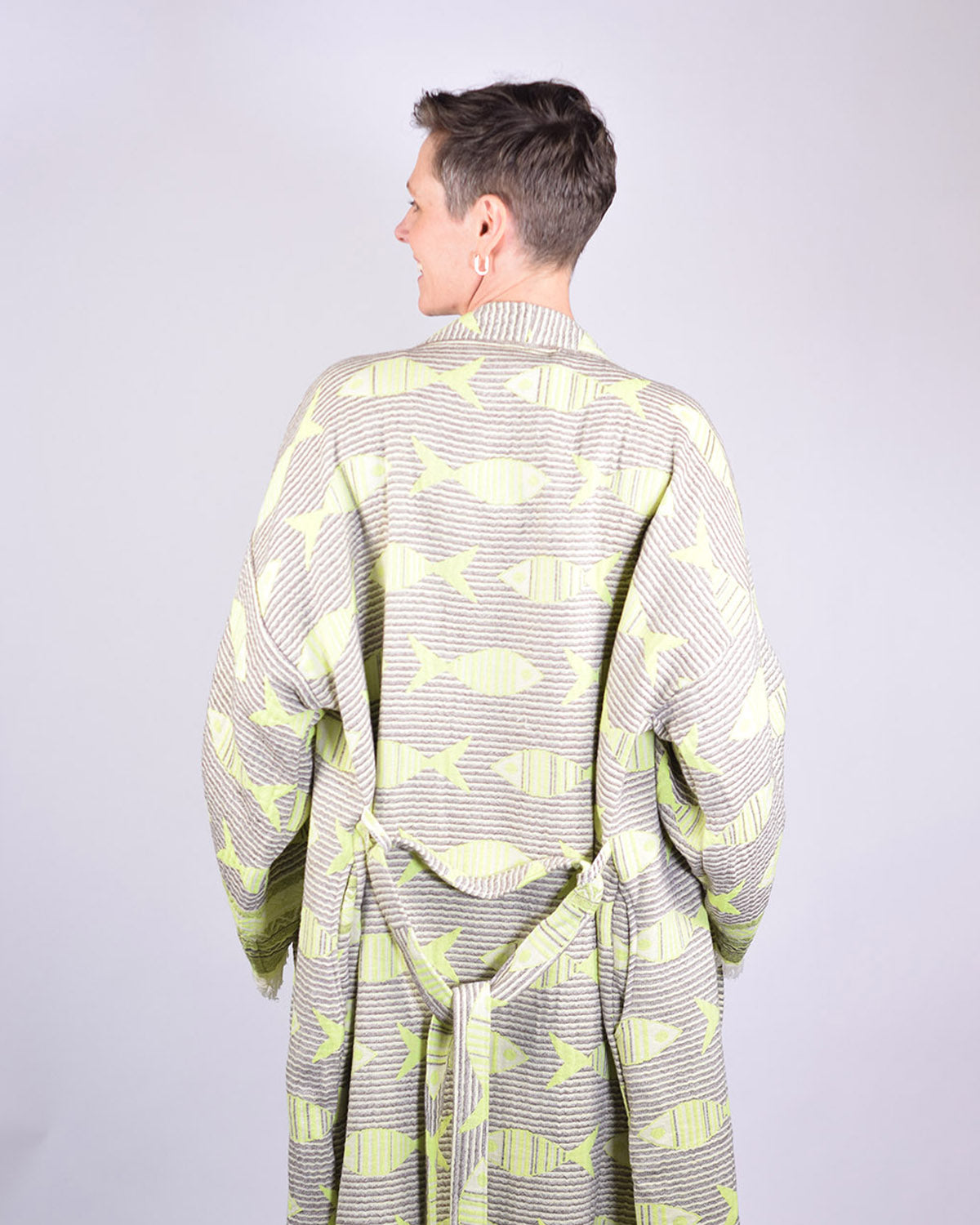 Luxury Turkish Cotton Kimono/Robe - Electric Fish image 1