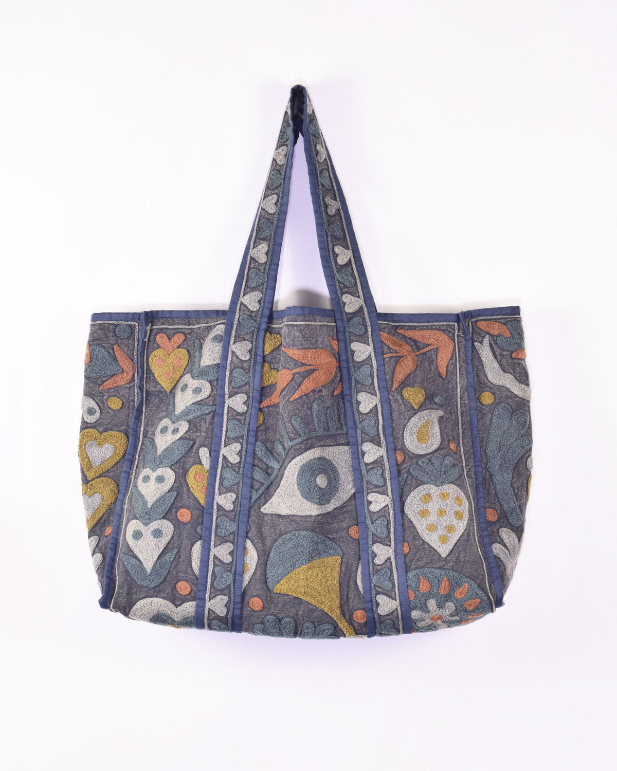 Canvas Suzani Embroidered Oversized Tote Bag - 04 image 0