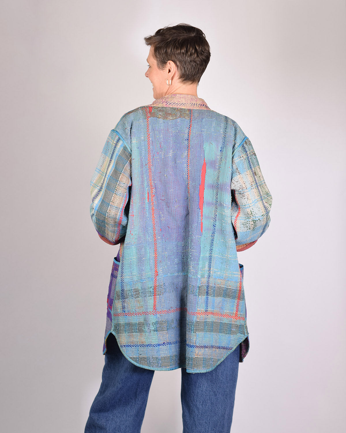 Frankie Long Quilted Reversible Patchwork Kantha Jacket - 02 image 1