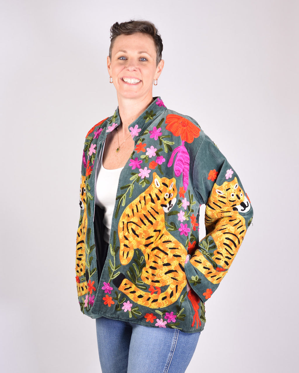 Tiger Tribe Embroidered Velvet Jacket - 01 image 0