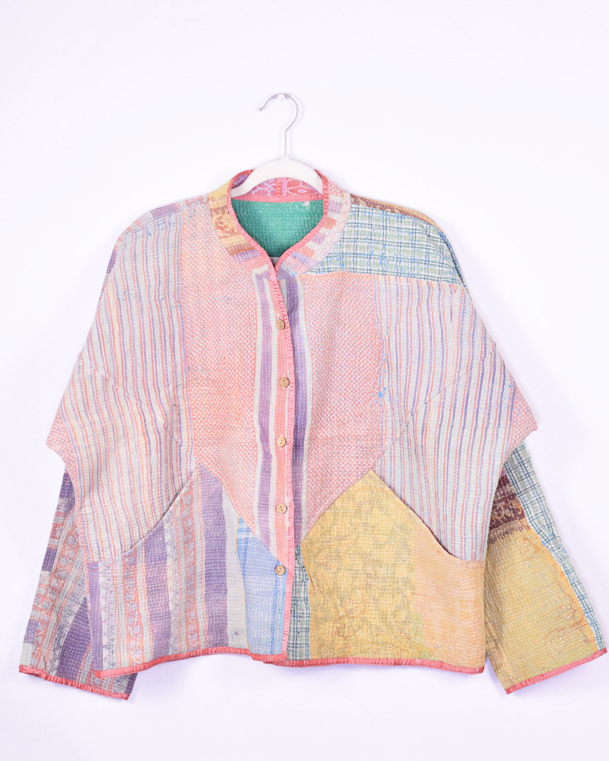 Charlie Quilted Reversible Patchwork Kantha Jacket - 04 image 2