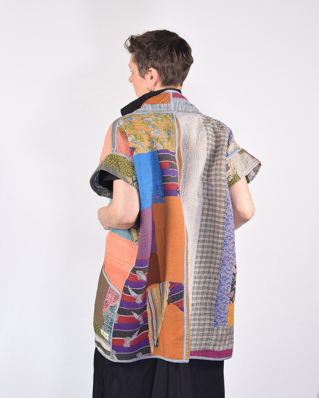 Maddie Cape - Reversible Jacket/Vest - Repurposed Kantha Quilts - 06 image 0