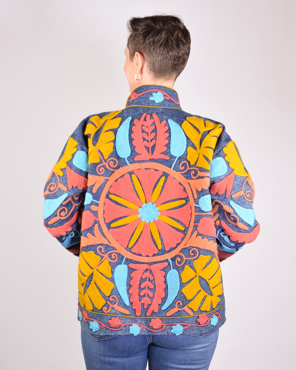 Denim Suzani Embroidered Jacket - 07 image 0