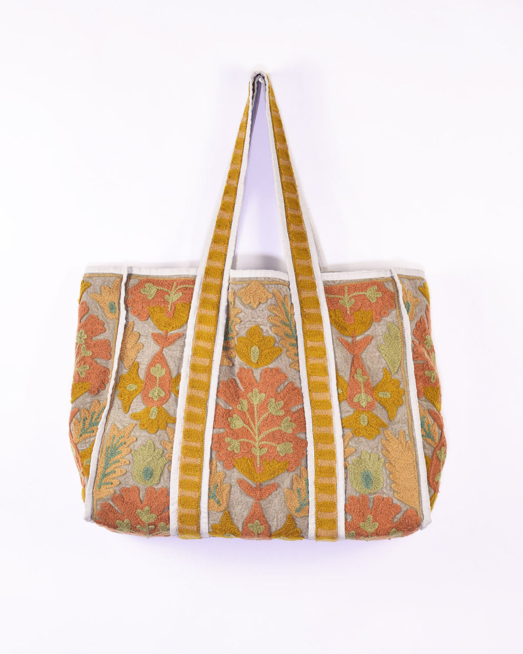 Canvas Suzani Embroidered Oversized Tote Bag - 09 image 0