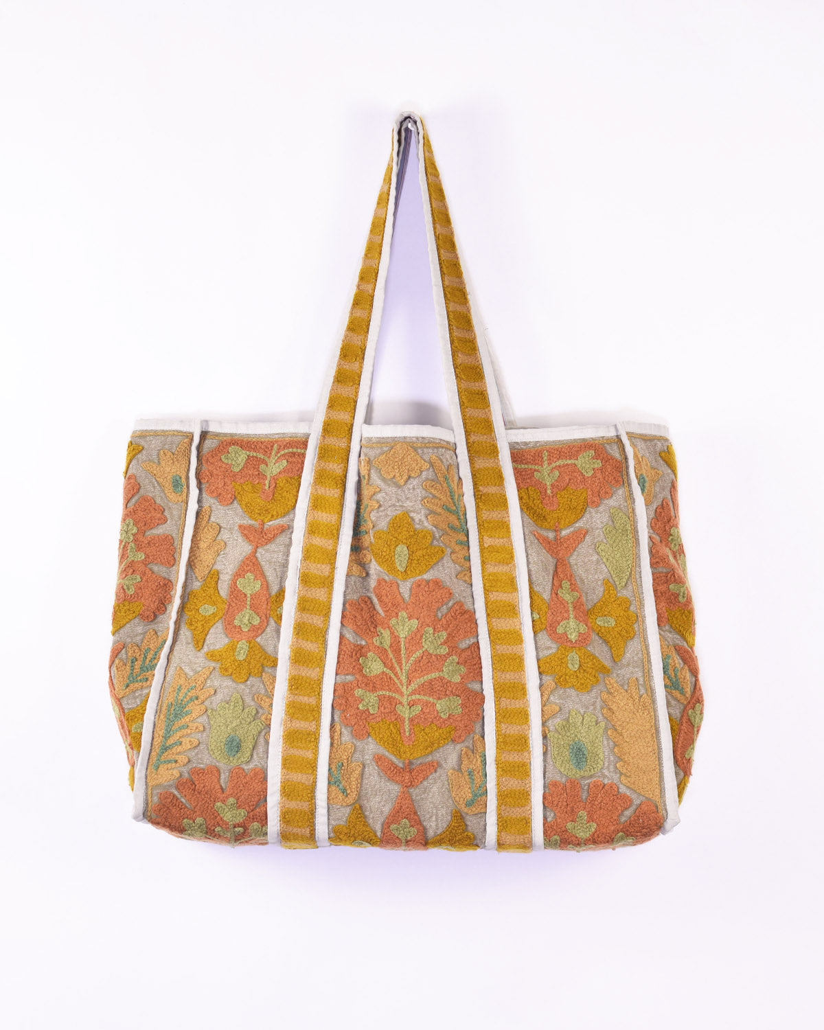 Canvas Suzani Embroidered Oversized Tote Bag - 09 image 0