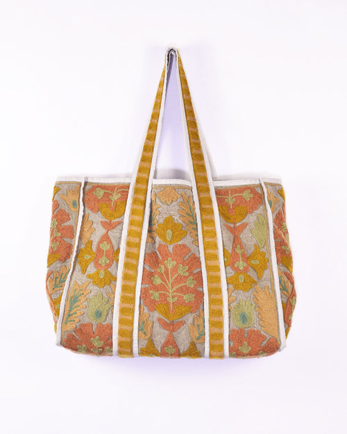 Canvas Suzani Embroidered Oversized Tote Bag - 09 image 0