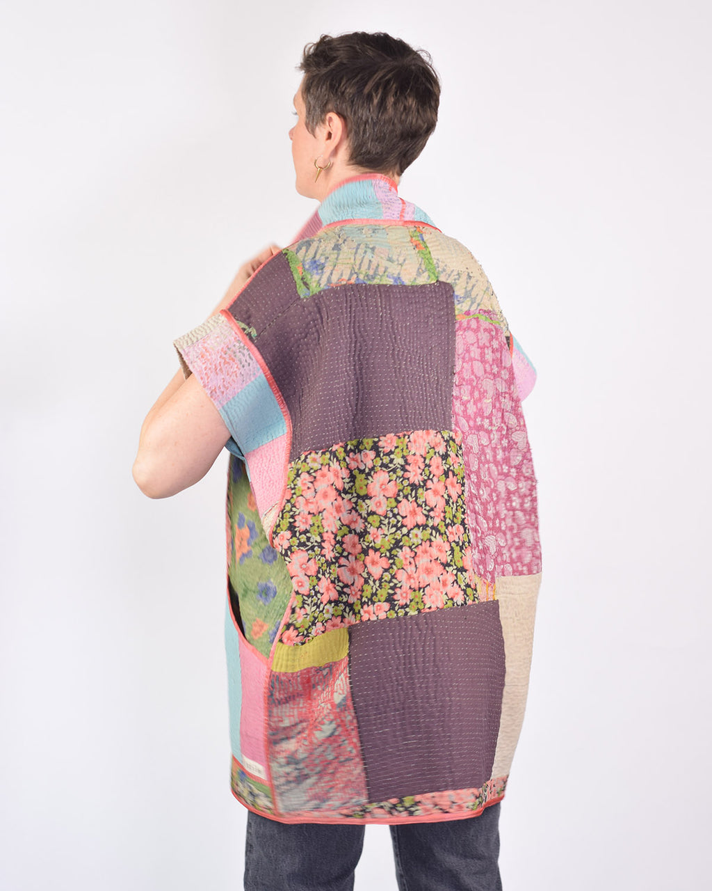 Maddie Cape - Reversible Jacket/Vest - Repurposed Kantha Quilts - 05 image 1