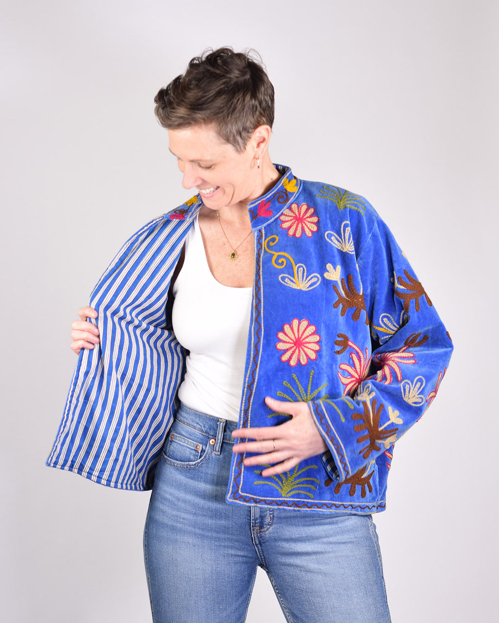 Leopard Jungle Embroidered Velvet Jacket - 01 image 1