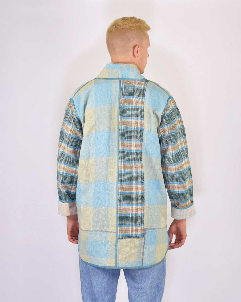 Frankie Long Quilted Reversible Patchwork Kantha Jacket -17