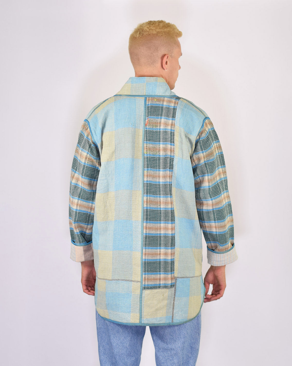Frankie Long Quilted Reversible Patchwork Kantha Jacket -17