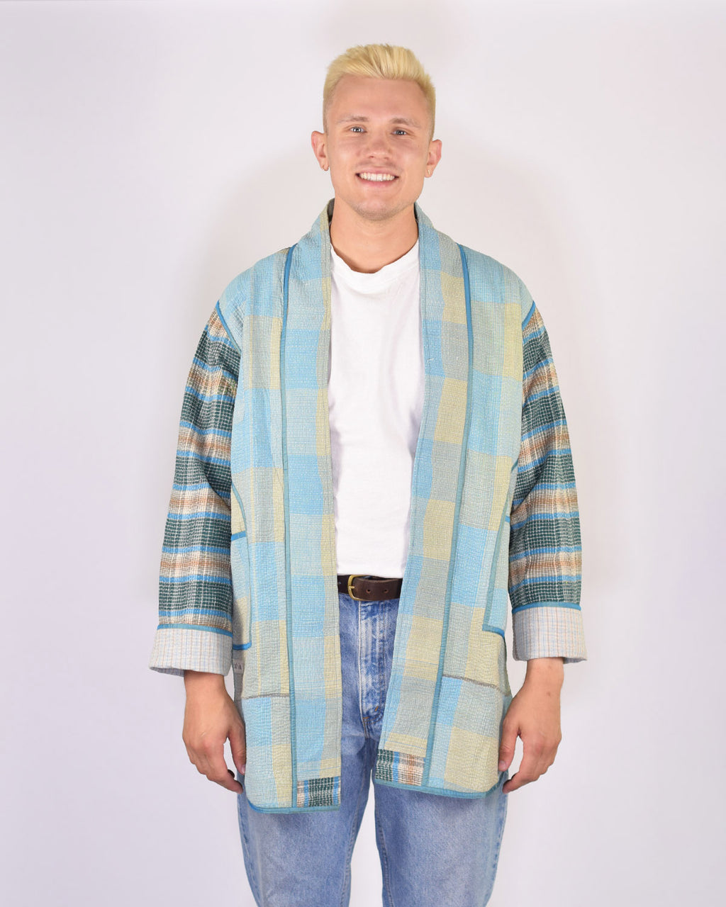 Frankie Long Quilted Reversible Patchwork Kantha Jacket -17