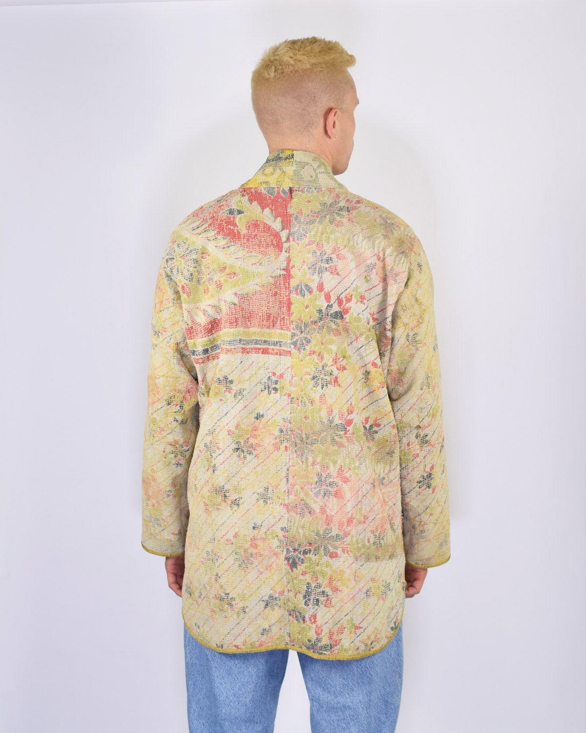 Frankie Long Quilted Reversible Patchwork Kantha Jacket -16