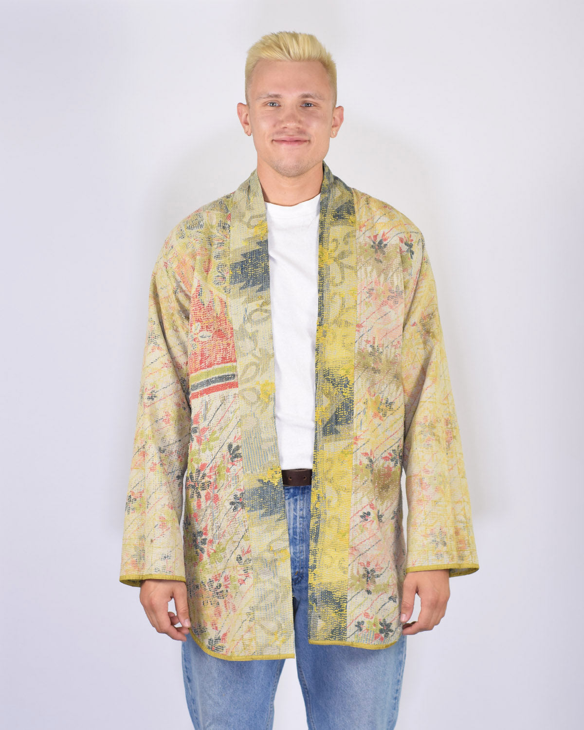 Frankie Long Quilted Reversible Patchwork Kantha Jacket -16