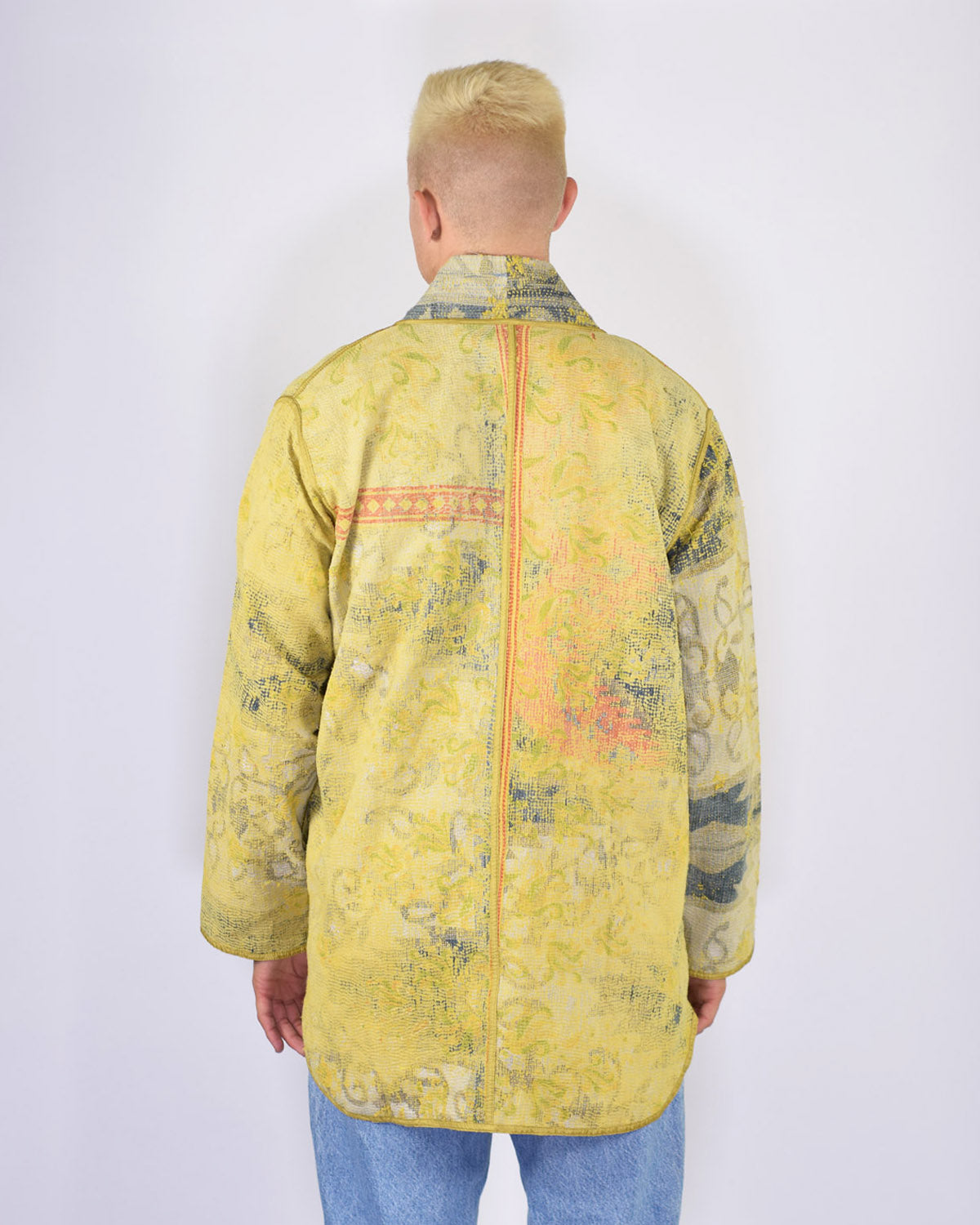Frankie Long Quilted Reversible Patchwork Kantha Jacket -16