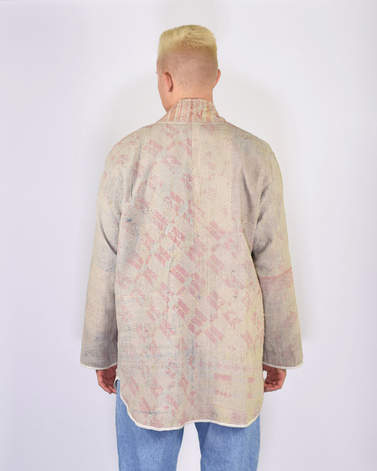 Frankie Long Quilted Reversible Patchwork Kantha Jacket -15