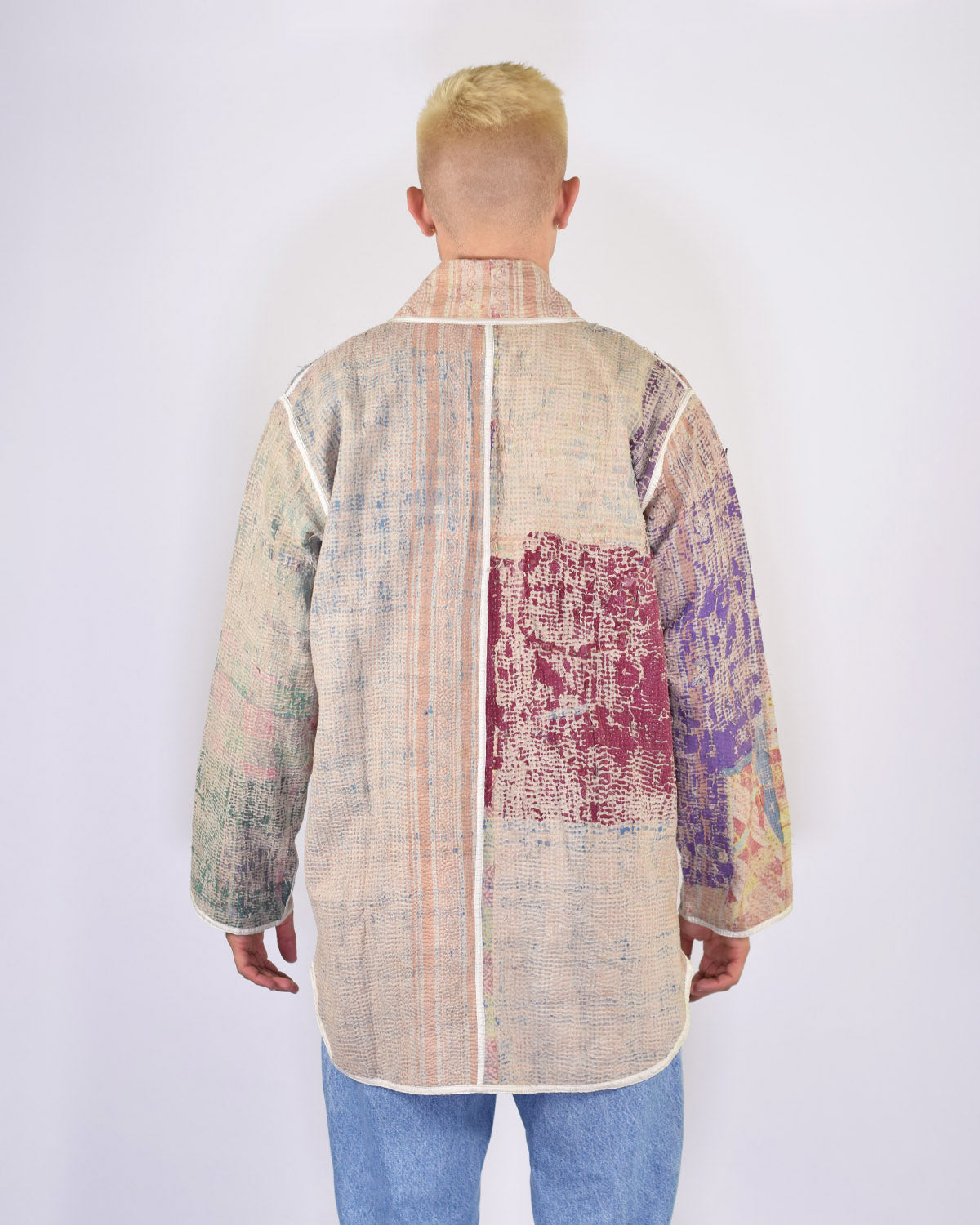 Frankie Long Quilted Reversible Patchwork Kantha Jacket -15