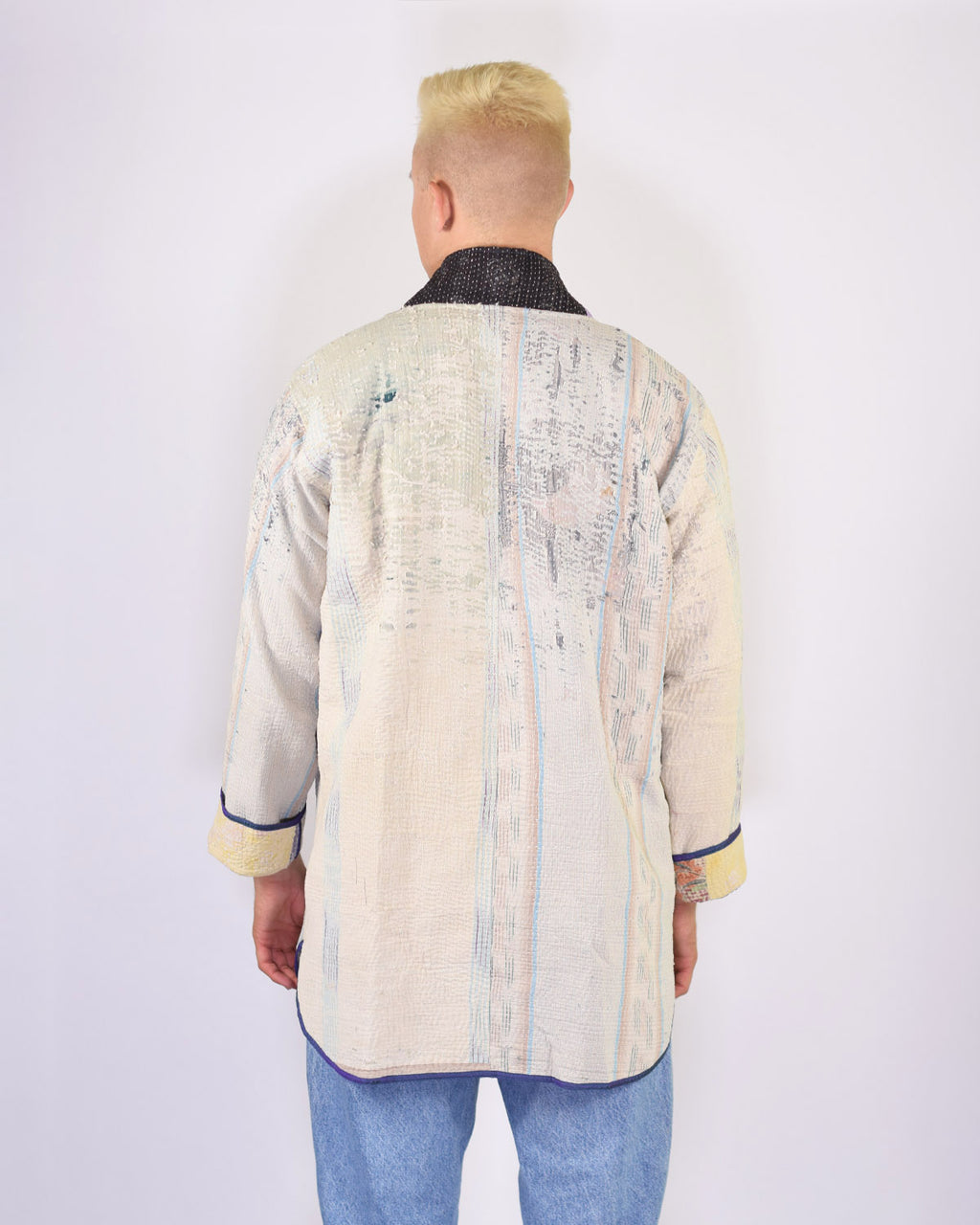 Frankie Long Quilted Reversible Patchwork Kantha Jacket - 06