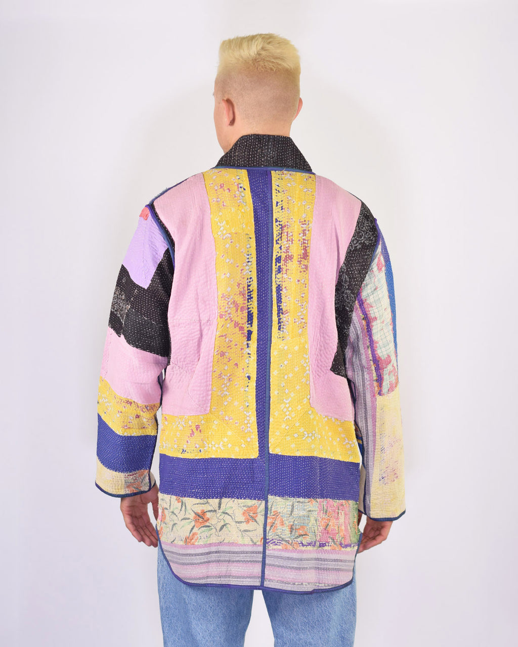 Frankie Long Quilted Reversible Patchwork Kantha Jacket - 06