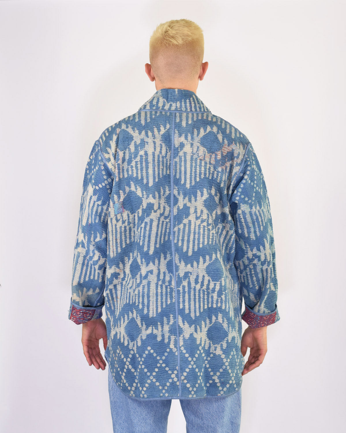 Frankie Long Quilted Reversible Patchwork Kantha Jacket -14