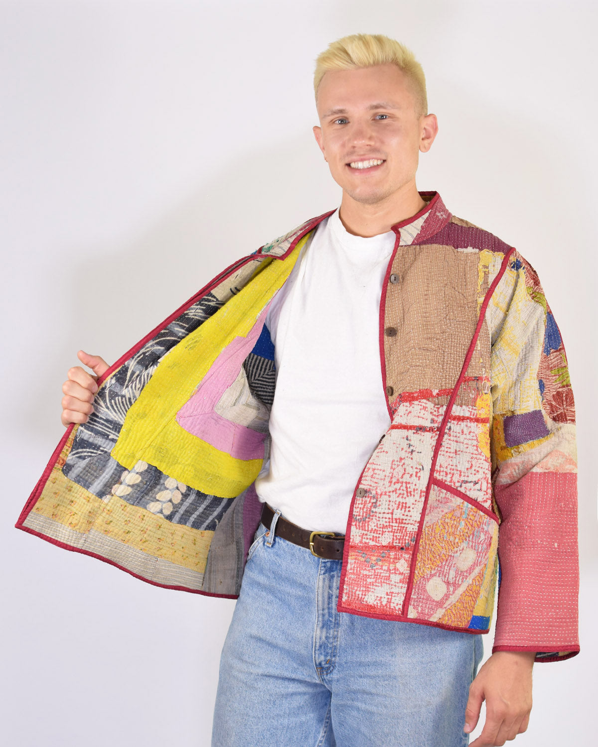 Charlie Oversized Quilted Reversible Patchwork Kantha Jacket - 03
