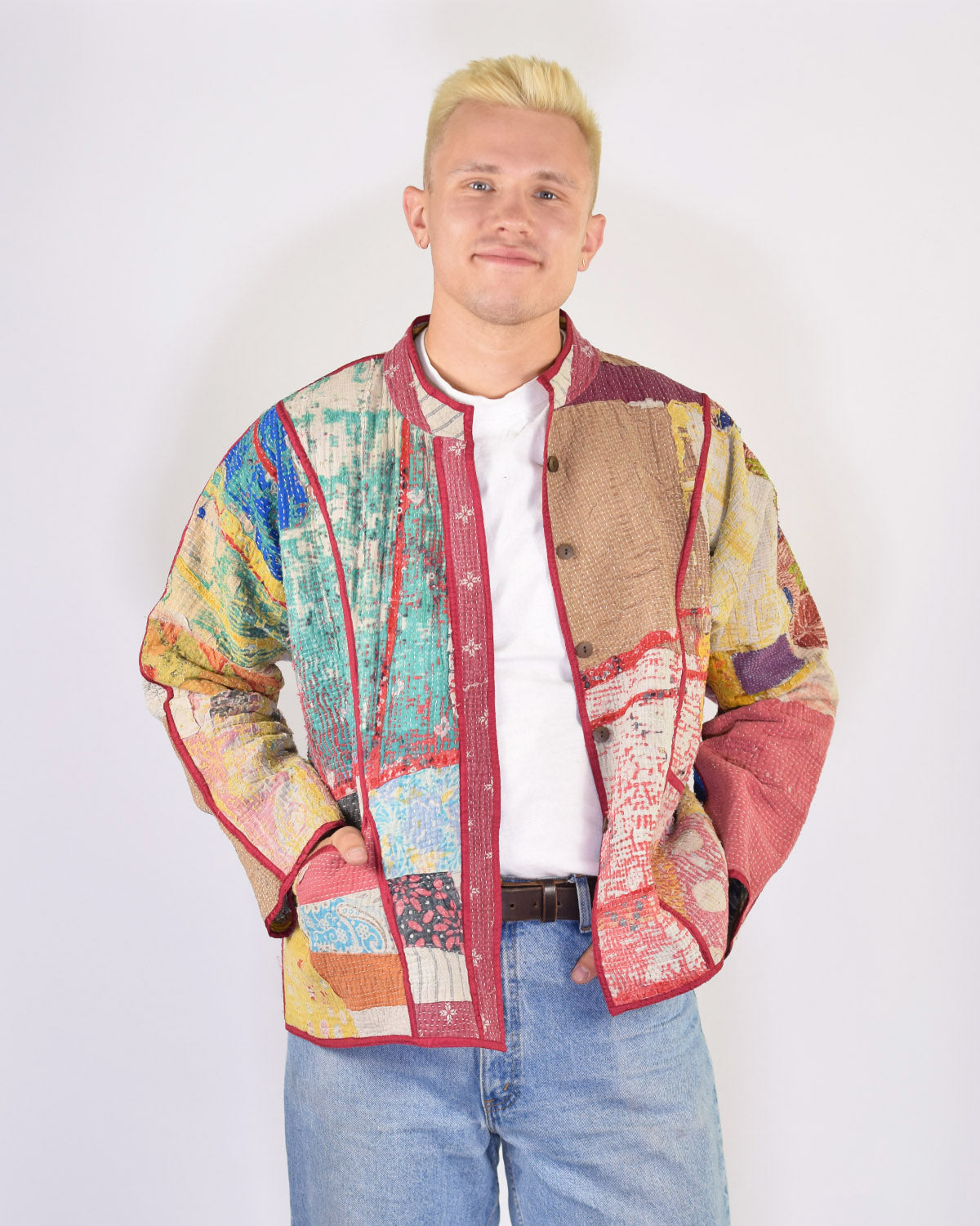 Charlie Oversized Quilted Reversible Patchwork Kantha Jacket - 03