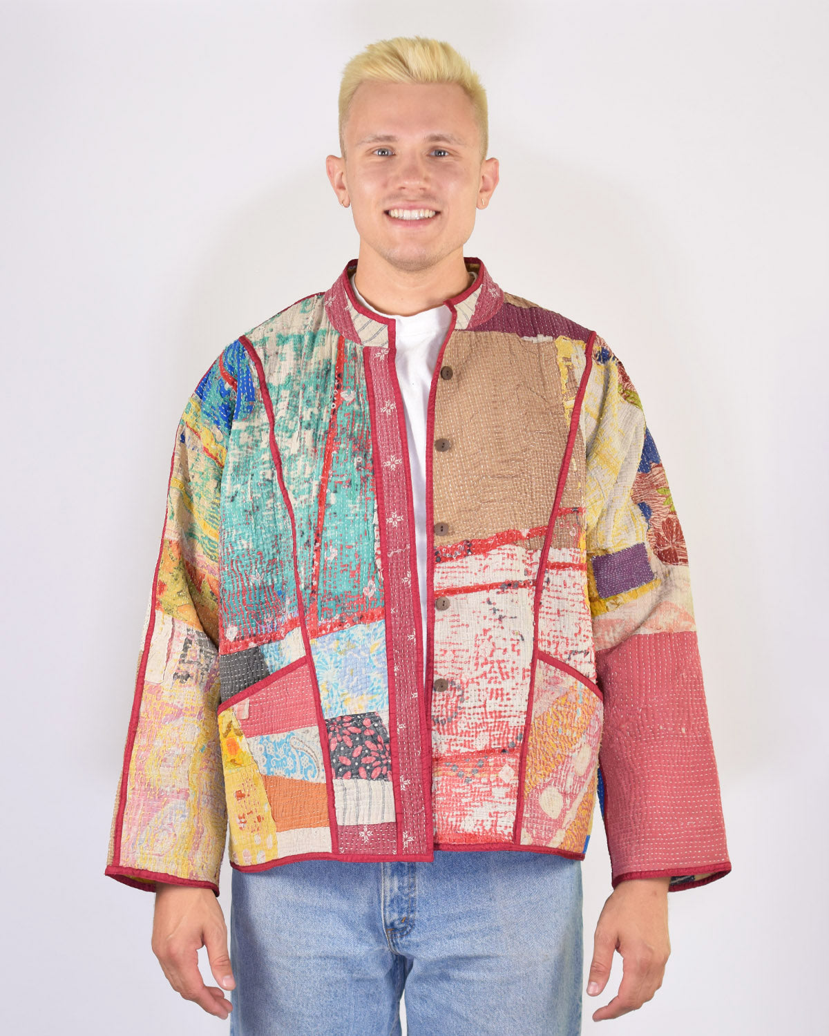 Charlie Oversized Quilted Reversible Patchwork Kantha Jacket - 03