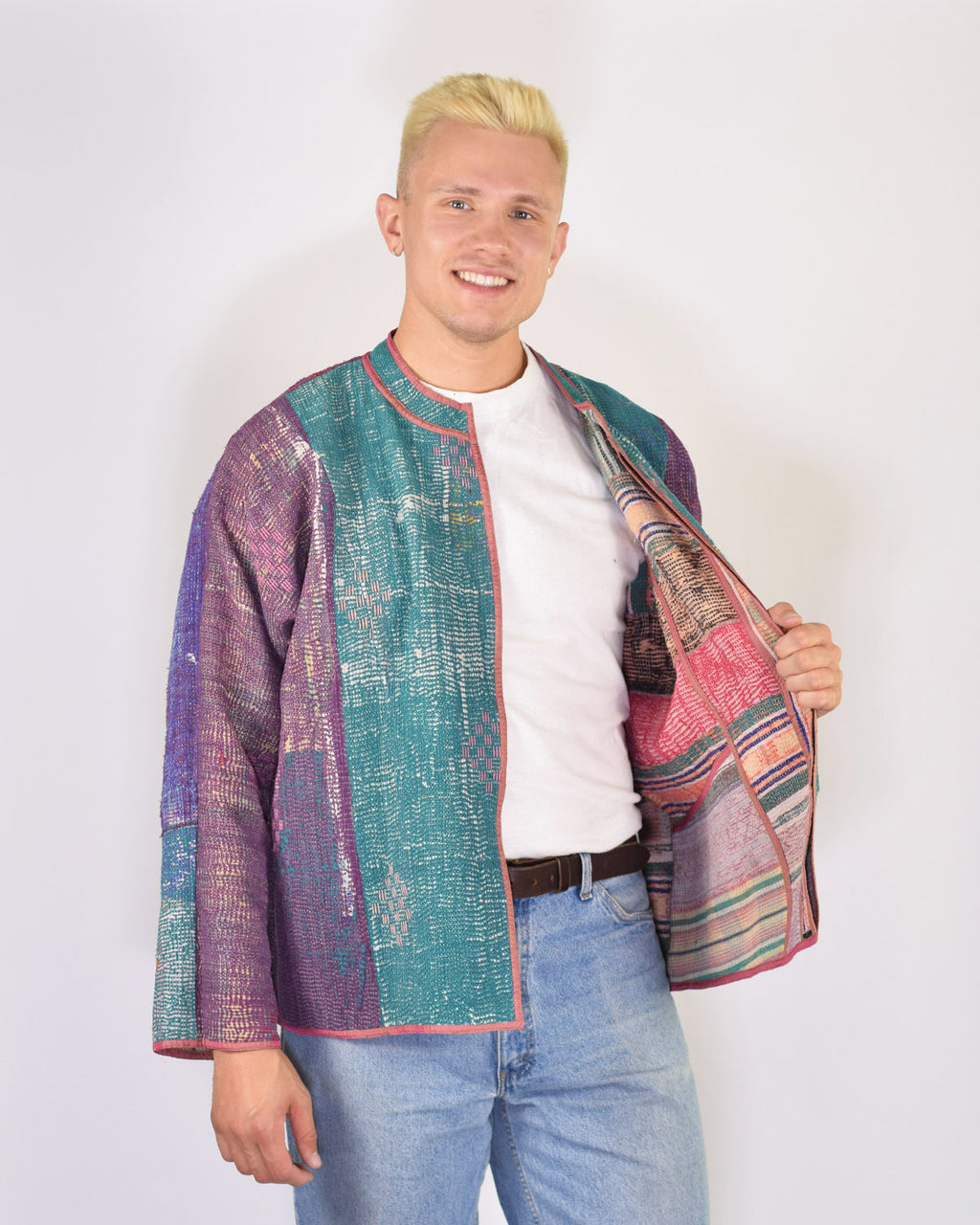 Charlie Oversized Quilted Reversible Patchwork Kantha Jacket - 02