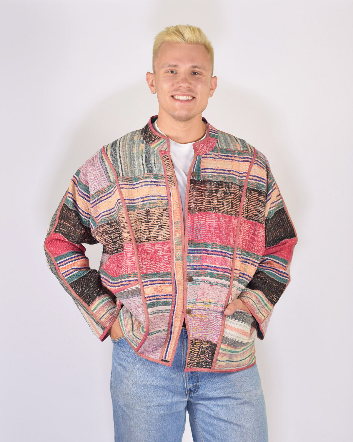 Charlie Oversized Quilted Reversible Patchwork Kantha Jacket - 02
