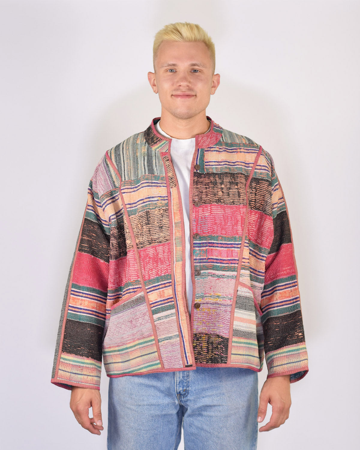 Charlie Oversized Quilted Reversible Patchwork Kantha Jacket - 02
