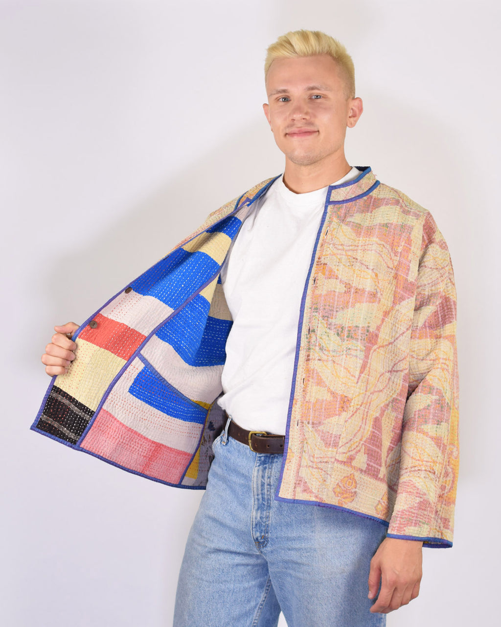 Charlie Oversized Quilted Reversible Patchwork Kantha Jacket - 12