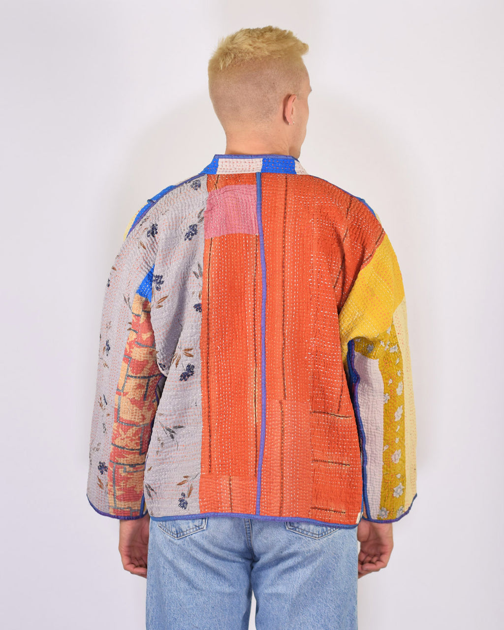 Charlie Oversized Quilted Reversible Patchwork Kantha Jacket - 12