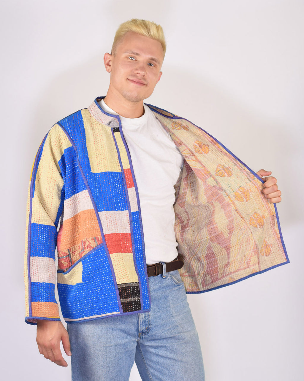 Charlie Oversized Quilted Reversible Patchwork Kantha Jacket - 12