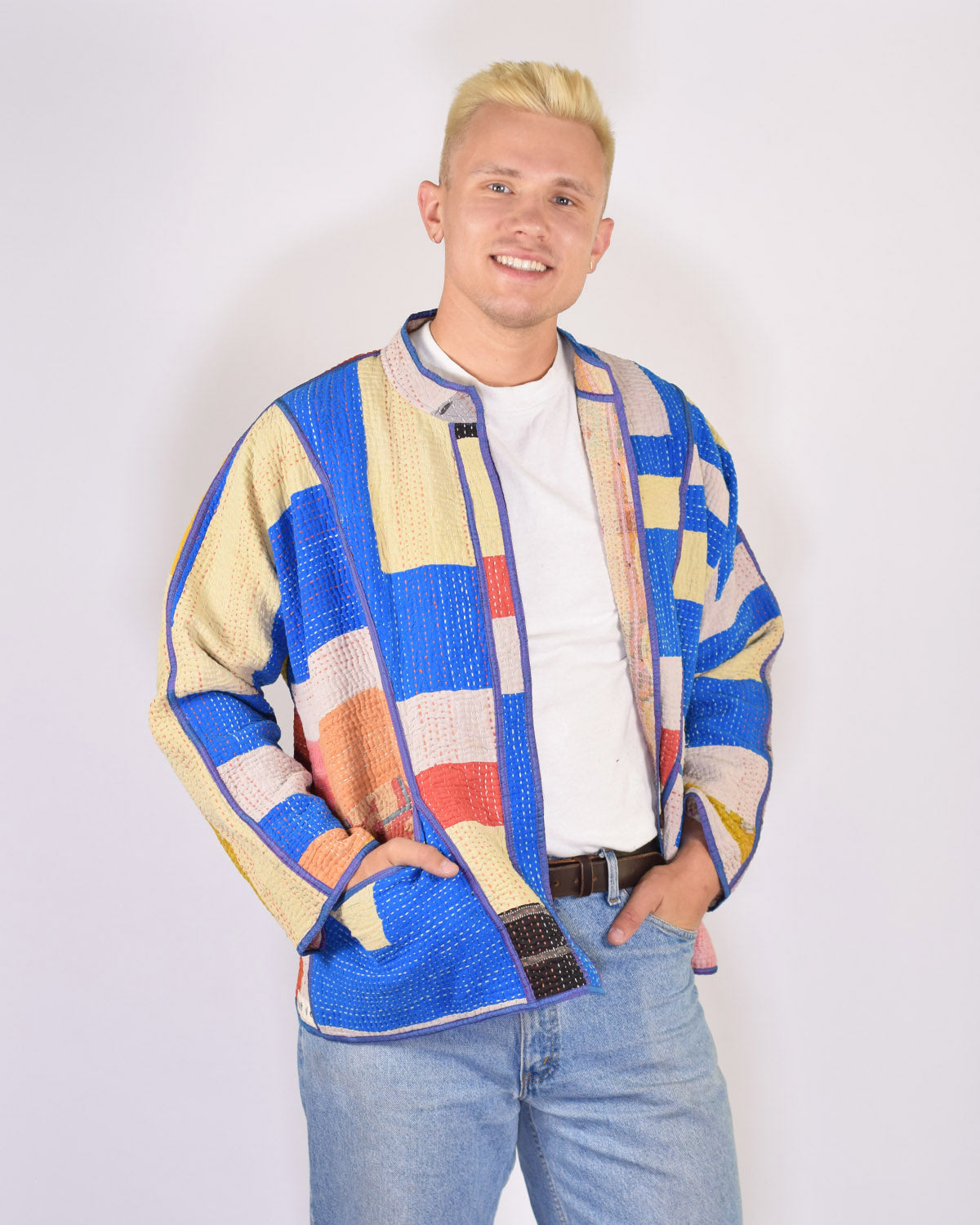 Charlie Oversized Quilted Reversible Patchwork Kantha Jacket - 12