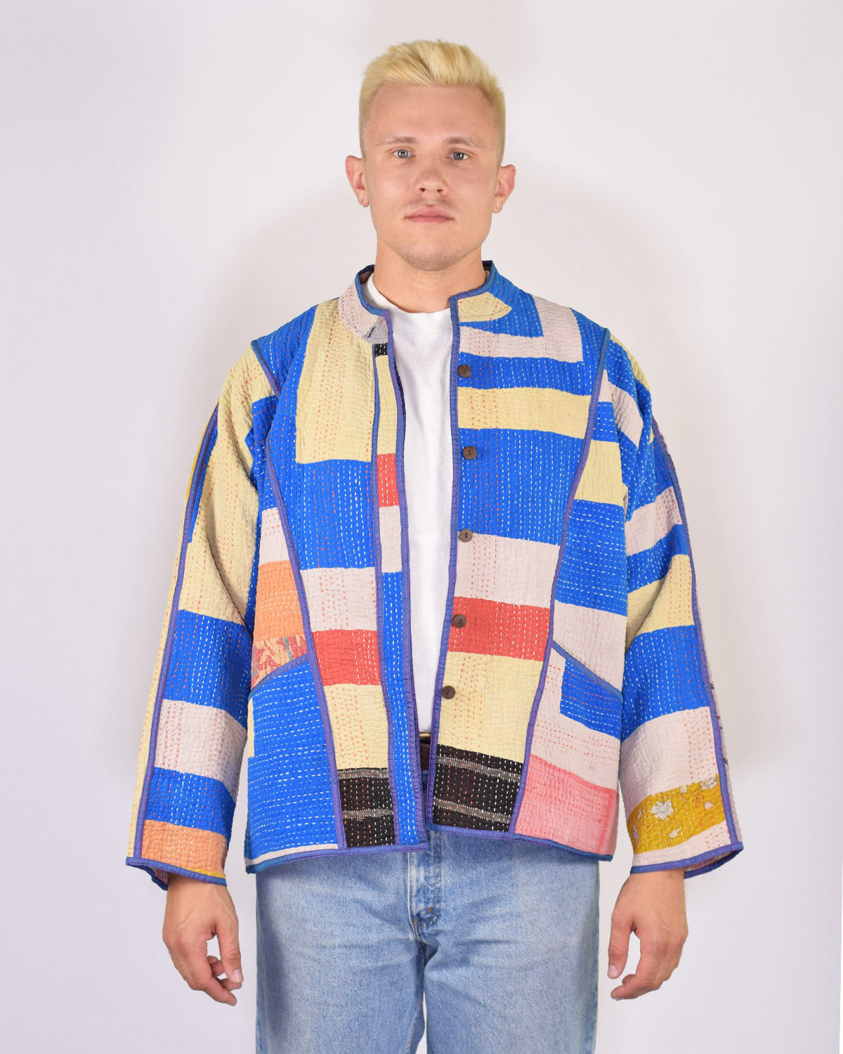 Charlie Oversized Quilted Reversible Patchwork Kantha Jacket - 12