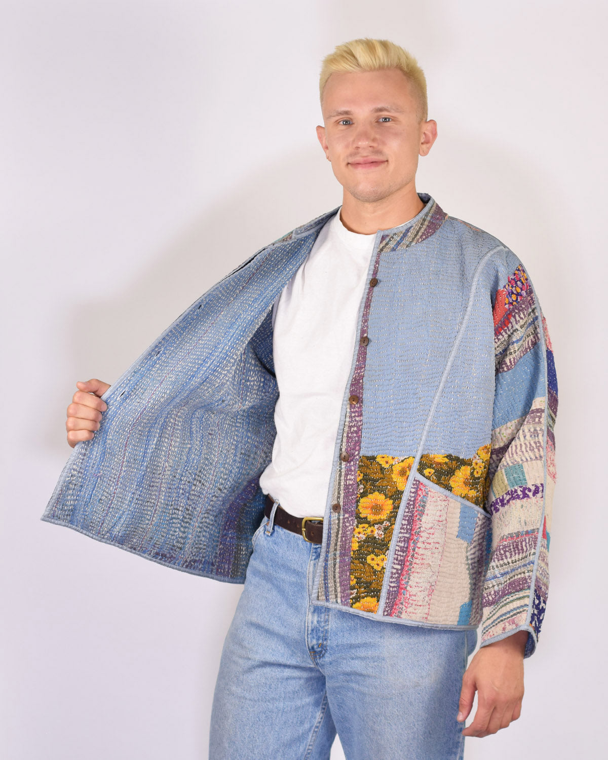 Charlie Oversized Quilted Reversible Patchwork Kantha Jacket - 15