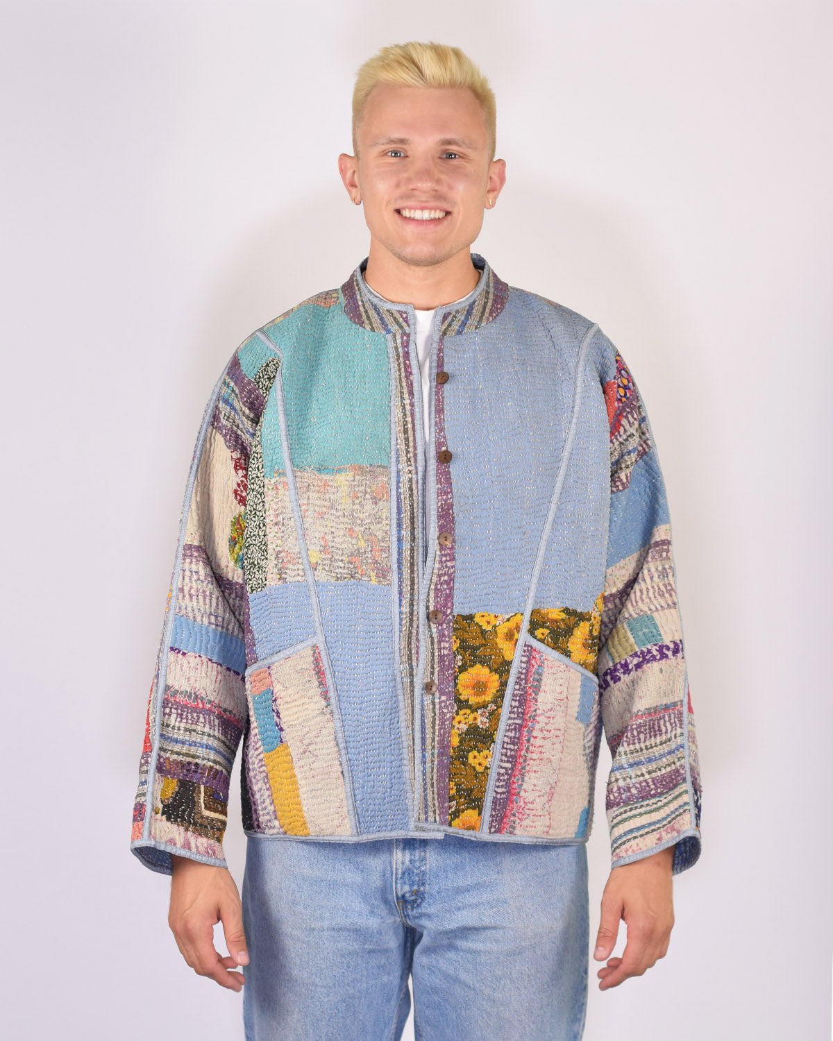 Charlie Oversized Quilted Reversible Patchwork Kantha Jacket - 15