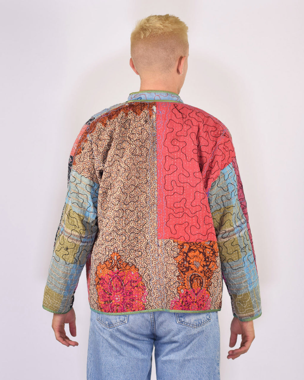 Charlie Oversized Quilted Reversible Patchwork Kantha Jacket - 16