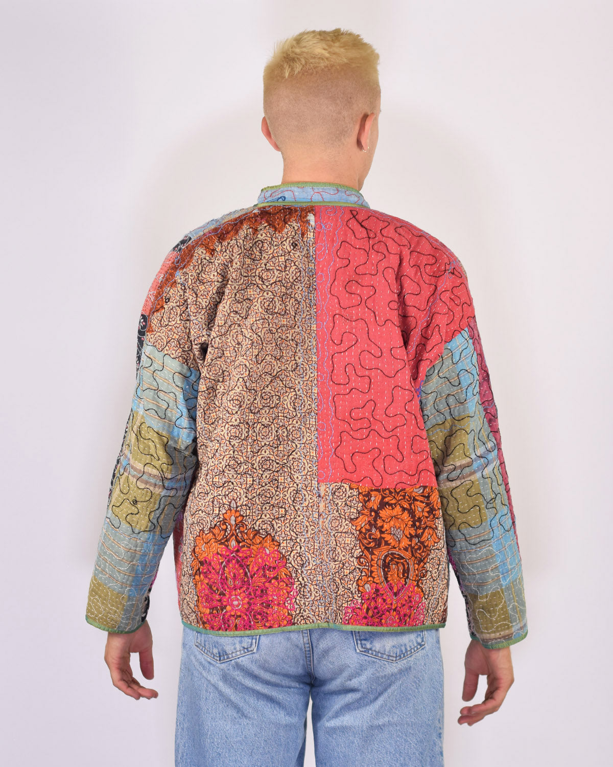 Charlie Oversized Quilted Reversible Patchwork Kantha Jacket - 16
