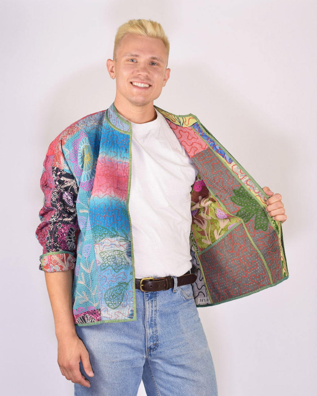 Charlie Oversized Quilted Reversible Patchwork Kantha Jacket - 16