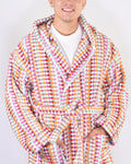 Turkish Cotton Plush Hooded Terry Cloth Robe - Desert Checkers