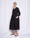 Arabella Resort Dress - Long Sleeve - Black Ikat