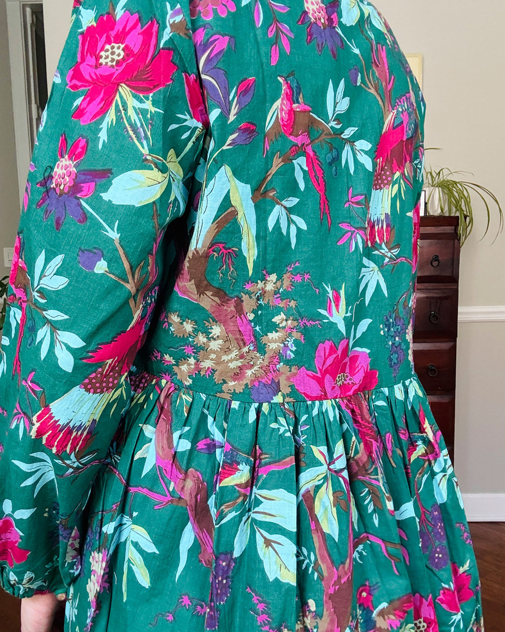Arabella Resort Dress - Long Sleeve - Emerald Rainforest