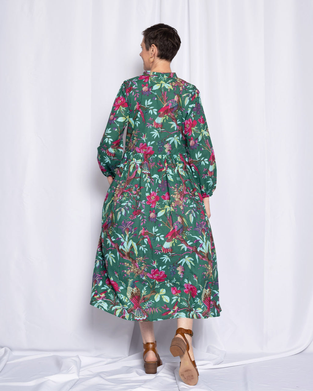 Arabella Resort Dress - Long Sleeve - Emerald Rainforest