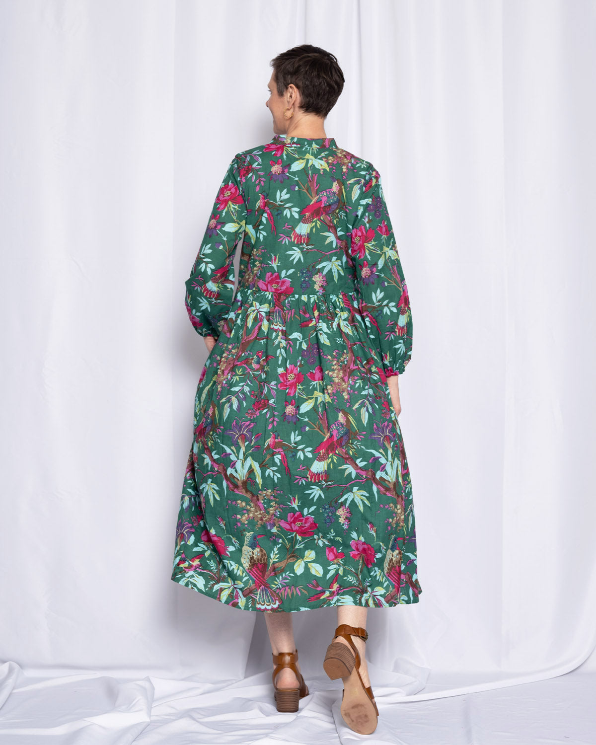 Arabella Resort Dress - Long Sleeve - Emerald Rainforest